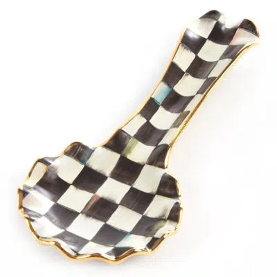 Mackenzie-childs Courtly Check® Ceramic Spoon Rest In Black