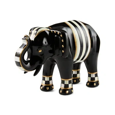 Mackenzie-childs Courtly Check Elephant Figurine In Black