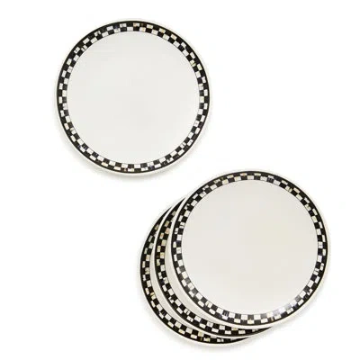 Mackenzie-childs Courtly Check Everyday Small Plates, Set Of 4 In Black,white