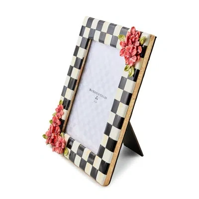 Mackenzie-childs Courtly Check Floral Frame In Black;red;cream
