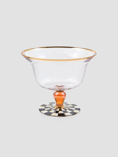 Mackenzie-childs Courtly Check Glass Pedestal Bowl