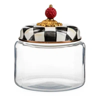 Mackenzie-childs Courtly Check® Kitchen Canister In Black,white,clear,bronzed