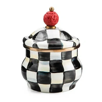 Mackenzie-childs Courtly Check® Lidded Sugar Bowl In Black;white