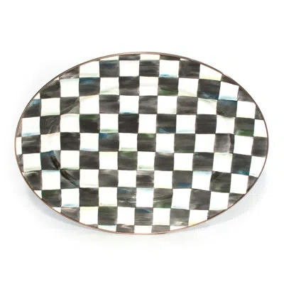Mackenzie-childs Courtly Check® Oval Platter In Black;white