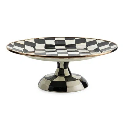 Mackenzie-childs Courtly Check® Pedestal Platter In Black;white