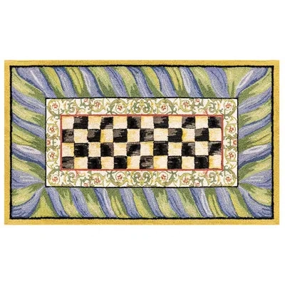 Mackenzie-childs Courtly Check® Purple/green Washable Rug In Purple,green