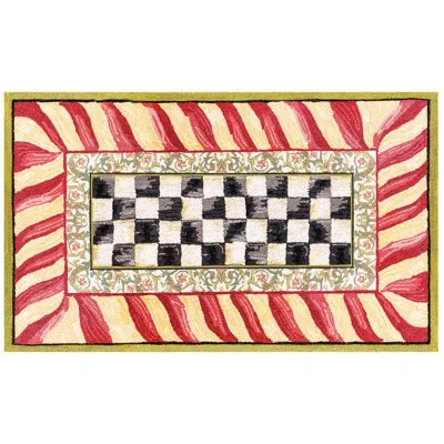 Mackenzie-childs Courtly Check® Red/gold Washable Rug In Black,red,yellow