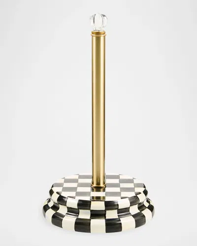 Mackenzie-childs Courtly Check Stainless Steel & Glass Paper Towel Holder In Gold
