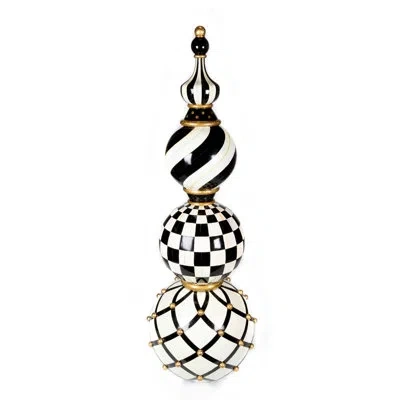 Mackenzie-childs Courtly Check® Trophy Topiary Figurine In Black,white,gold