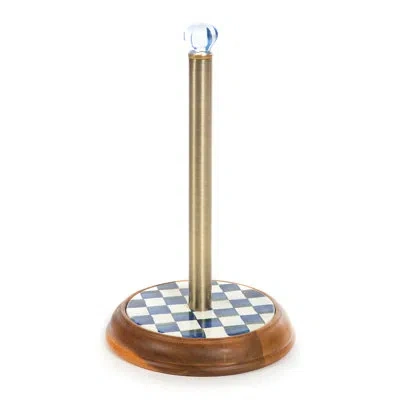 Mackenzie-childs Courtly Check Wood Paper Towel Holder In Blue