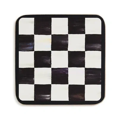Mackenzie-childs Courtly Checked Cork Back Coasters In Black;white