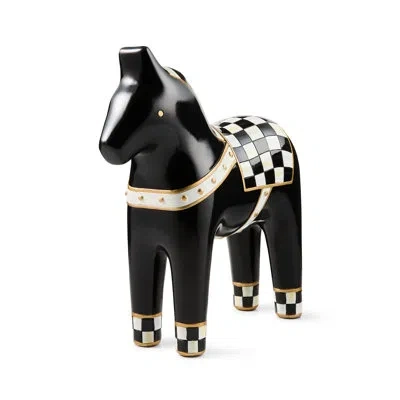 Mackenzie-childs Courtly Large Dala Horse Figurine In Black