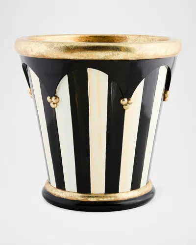 Mackenzie-childs Courtly Stripe 13" Flower Pot In Black
