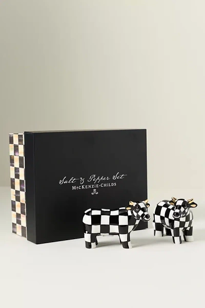 Mackenzie-childs Cow Salt & Pepper Set In Black