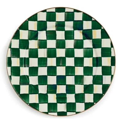 Mackenzie-childs Emerald Check Serving Platter In Green,white