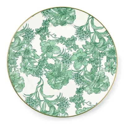 Mackenzie-childs Emerald English Garden Charger/plate In White,green,bronze