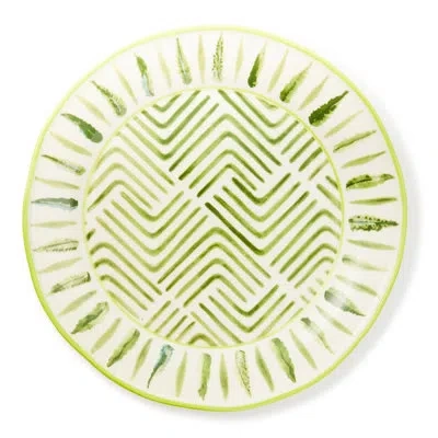 Mackenzie-childs Fern Forest Dinner Plate In Green,white