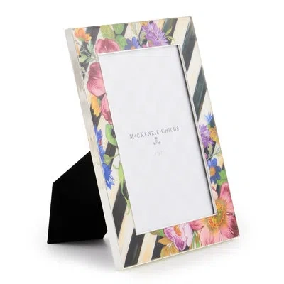 Mackenzie-childs Flower Market Plated 5"x7" Frame In Black;white;pink