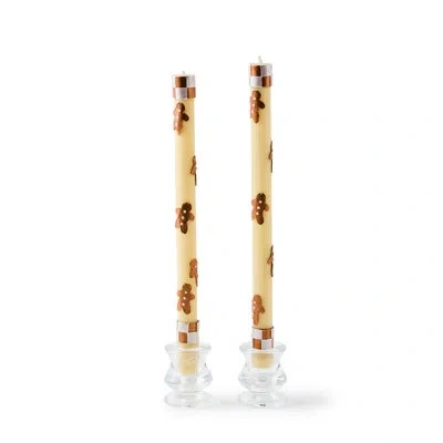 Mackenzie-childs Gingerbread Dinner Candles In Brown;cream