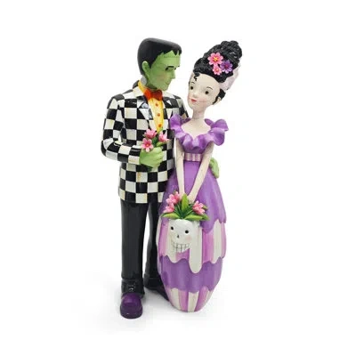 Mackenzie-childs Glam 'o' Ween Frankie & Bride Figurine In Purple