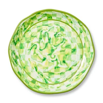 Mackenzie-childs Green Marble Check Melamine Large Platter