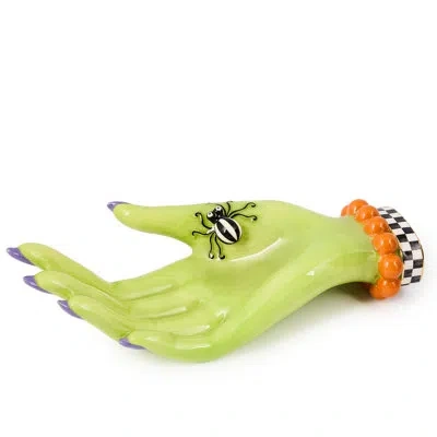 Mackenzie-childs Greta Witch's Hand Ceramic Trinket Tray In Green