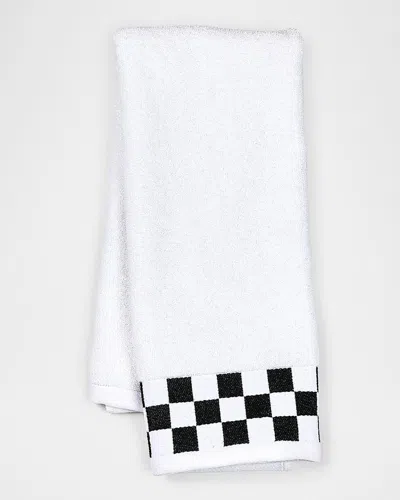 Mackenzie-childs Hand Towel With Black Check Border In White