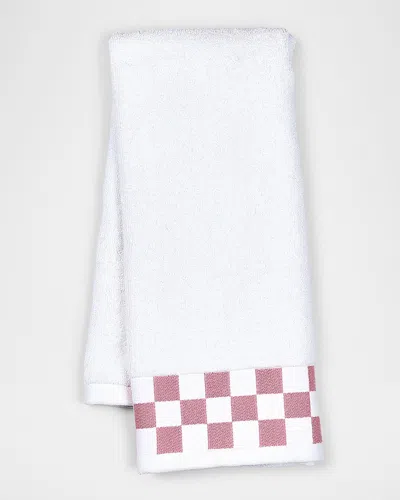 Mackenzie-childs Hand Towel With Rose Check Border In Pink