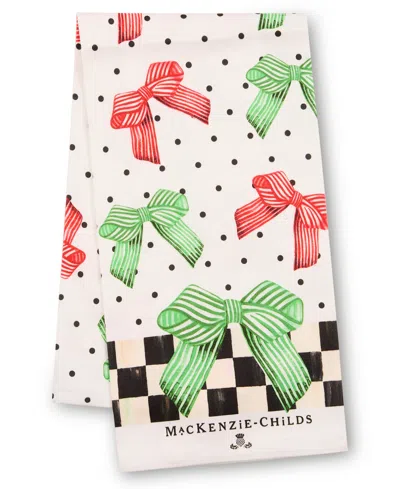 Mackenzie-childs Holiday Bow Printed Dish Towel In Multi