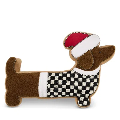 Mackenzie-childs Holiday Dachshund Shape Decorative Pillow, 11.6 X 17 In Brown