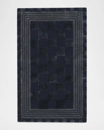 Mackenzie-childs Indigo Blue Tonal Check Rug, 2 & Apos; X 4 & Apos;