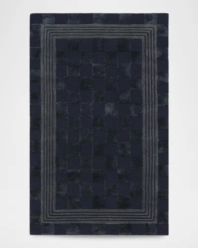 Mackenzie-childs Indigo Blue Tonal Check Rug, 3 & Apos; X 5 & Apos;