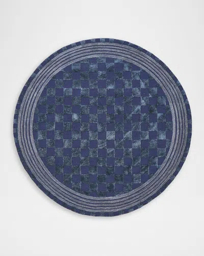 Mackenzie-childs Indigo Blue Tonal Check Rug, 6 & Apos; Round