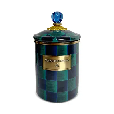 Mackenzie-childs Juniper Check Medium Canister In Green