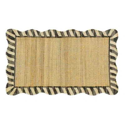 Mackenzie-childs Jute Scalloped Black And White Rug In Black;beige