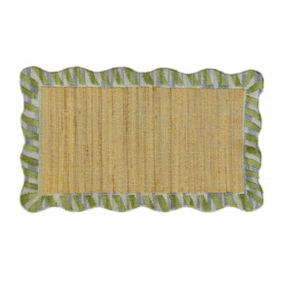Mackenzie-childs Jute Scalloped Green Rug In Brown;green