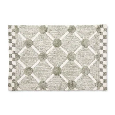 Mackenzie-childs Lattice & Dot Bath Rug In Gray