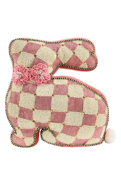 Mackenzie-childs Mackenzie Childs Beaded Bunny Accent Pillow In Pink