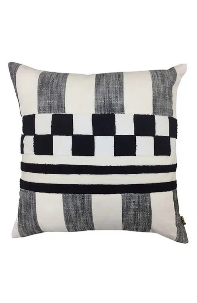 Mackenzie-childs Mackenzie Childs Black Checks & Stripes Cotton Throw Pillow In Multi