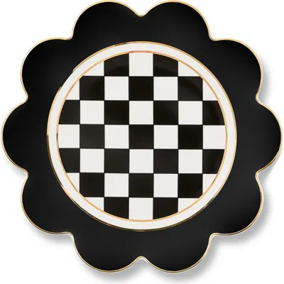 Mackenzie-childs Mackenzie Childs Black Petal Dinner Plate