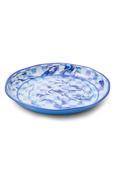 Mackenzie-childs Mackenzie Childs Blue Marble Check Large Melamine Platter