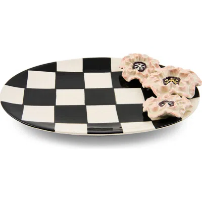 Mackenzie-childs Mackenzie Childs Blush Poppy Trinket Dish In Black