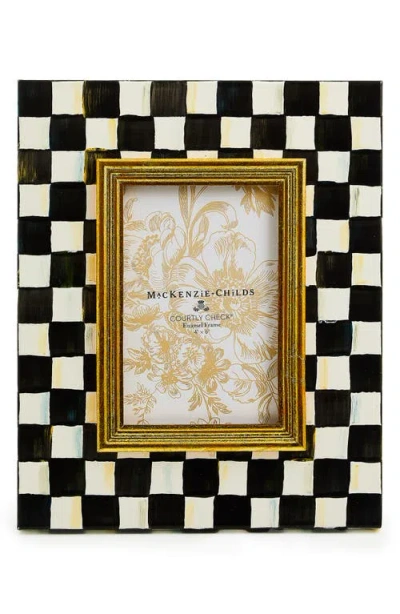 Mackenzie-childs Mackenzie Childs Courtly Check Enameled Steel 4 X 6-inch Picture Frame In Black