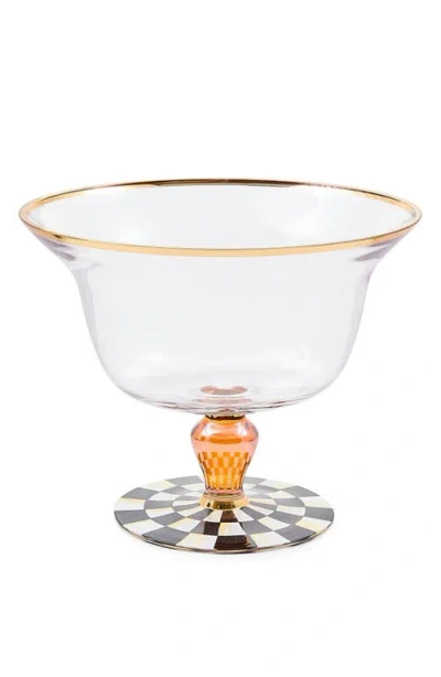 Mackenzie-childs Mackenzie Childs Courtly Check Glass Pedestal Bowl In Black