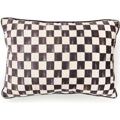 Mackenzie-childs Mackenzie Childs Courtly Check Print Outdoor Lumbar Pillow In Black