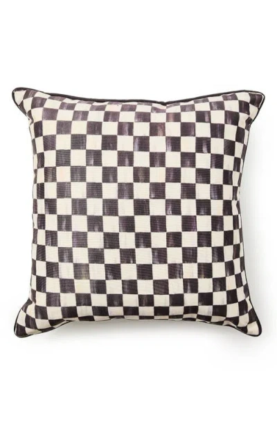 Mackenzie-childs Mackenzie Childs Courtly Check Printed Outdoor Throw Pillow In Black