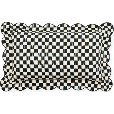 Mackenzie-childs Mackenzie Childs Courtly Check Reversible Scallop Lumbar Pillow In Black