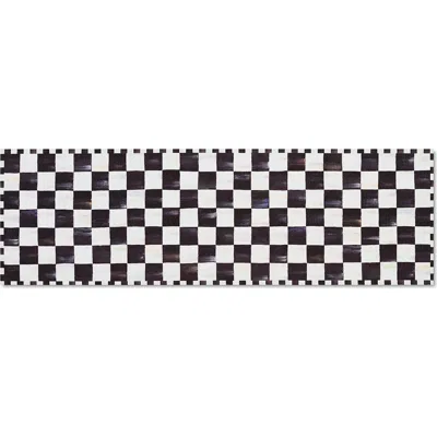 Mackenzie-childs Mackenzie Childs Courtly Checkered Machine Washable Runner Rug In Black
