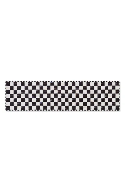 Mackenzie-childs Mackenzie Childs Courtly Checkered Machine Washable Runner Rug In Black