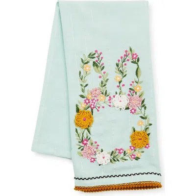 Mackenzie-childs Mackenzie Childs Floral Bunny Embroidered Dish Towel In Blue